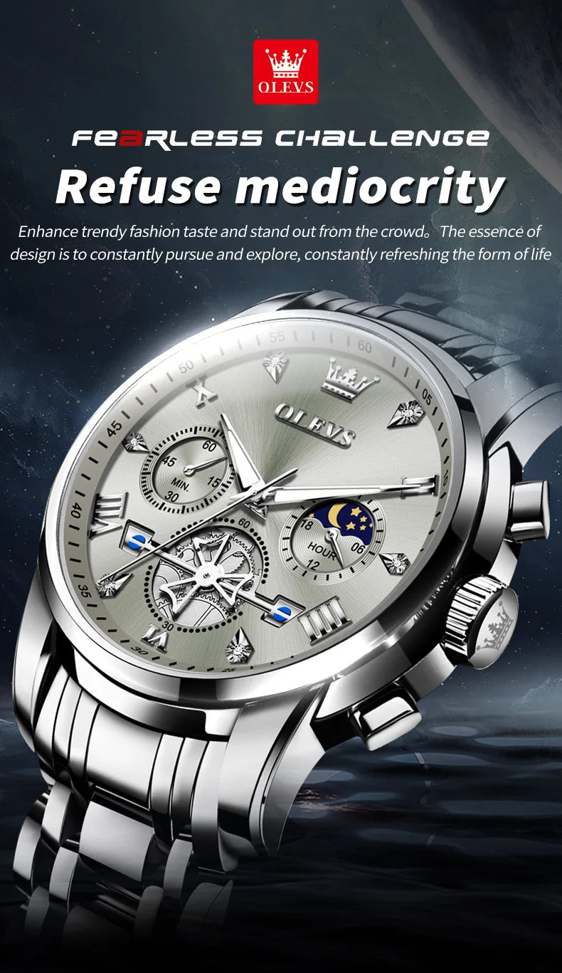 OLEVS Men's Classic Multifunctional Flywheel Automatic Watch -elegant & Precise
