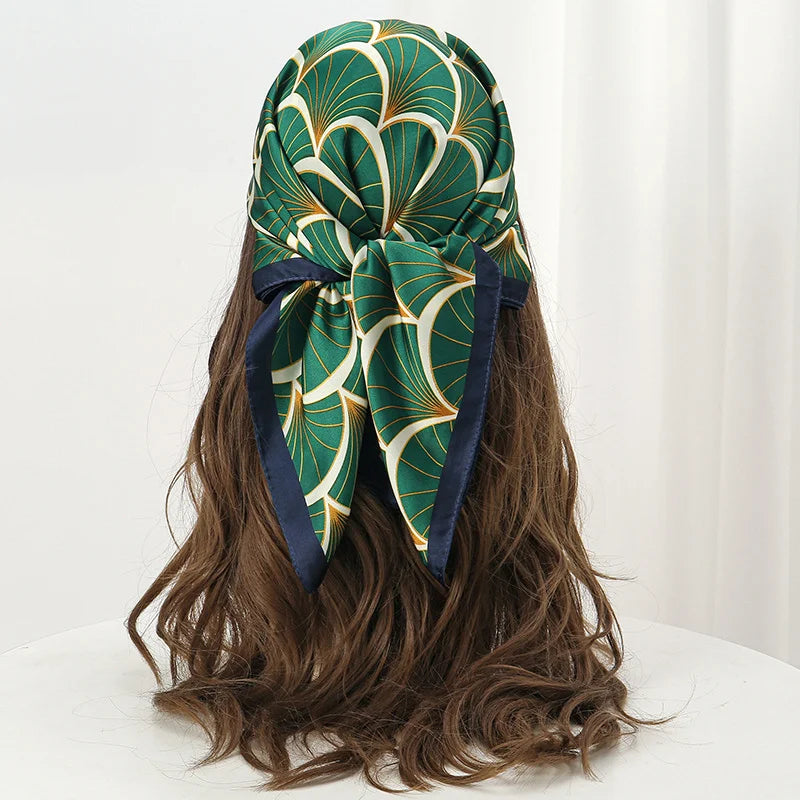 Luxury Print Satin Silk Square Scarf for Women Hijab Shawl & Elegant Wrap Accessory