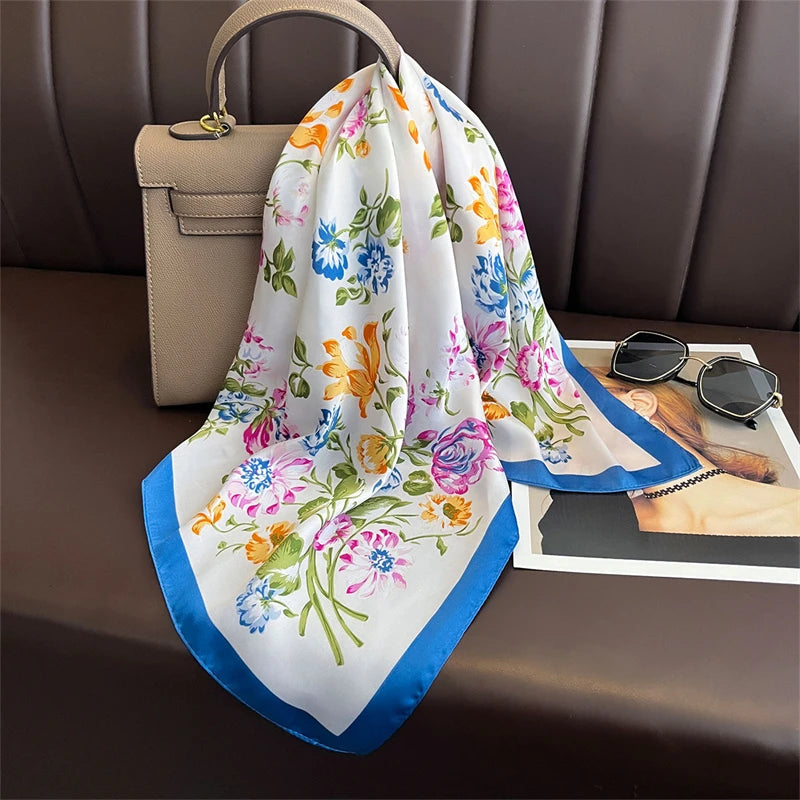 Bohemian Luxury Silk Square Scarf for Women Designer Print Shawl & Versatile Wrap