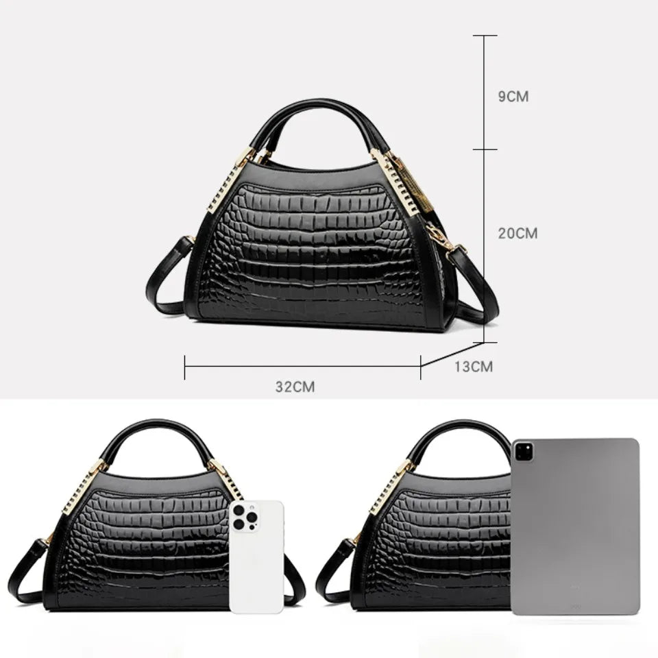 Luxury Alligator Patent Leather Crossbody Hobo Bag