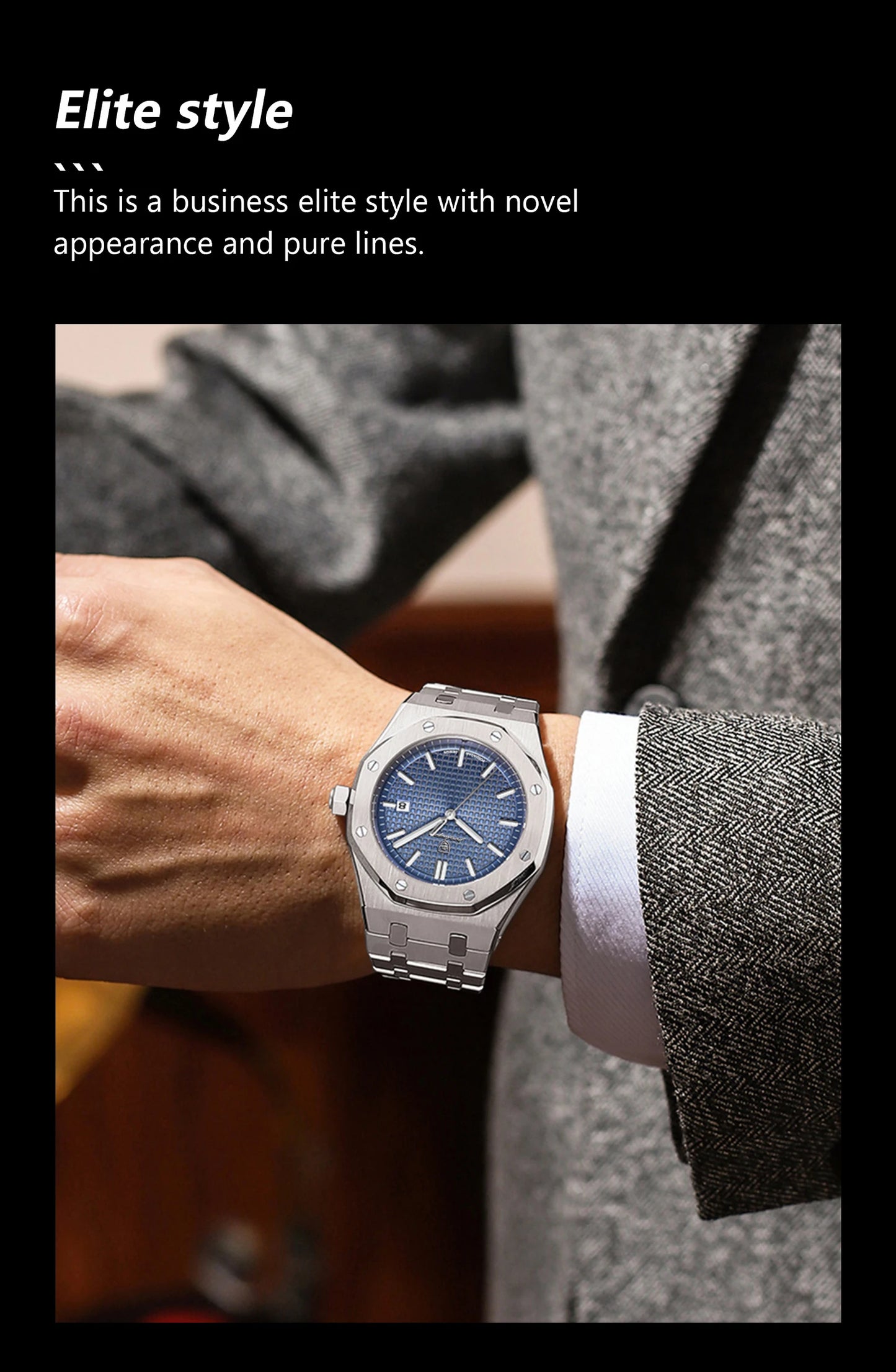 POEDAGAR Men's Luxury Watch -Luminous Waterproof Stainless Steel