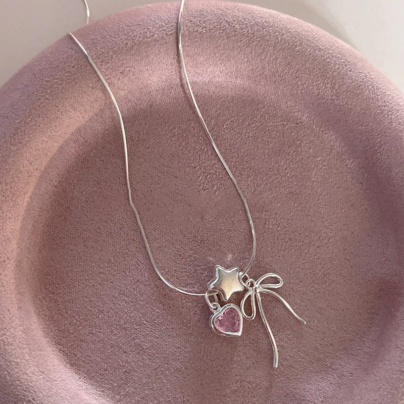 925 Sterling Silver Necklace Heart Pendant Love Adjustable Choker Elegant for Women Girl Jewelry Gift Dropshipping Wholesale