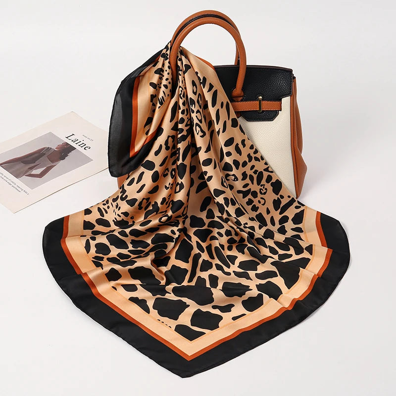 Luxury Print Satin Silk Square Scarf for Women Hijab Shawl & Elegant Wrap Accessory