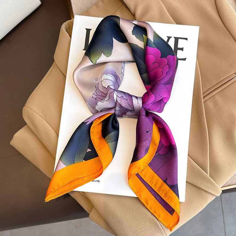 Luxury Silk Feeling Neckerchief for Women Designer Style Neck Wrap & Hair Accessory