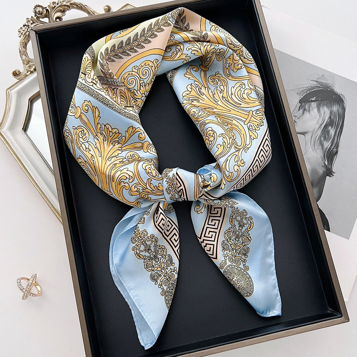 Luxury Silk Feeling Neckerchief for Women Designer Style Neck Wrap & Hair Accessory