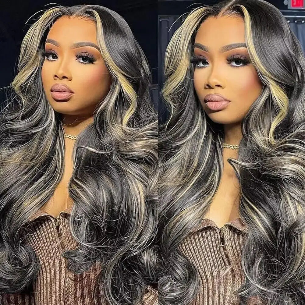 Body Wave Highlight Wig-13x4 Lace from Ombre Blonde Human Hair Wig