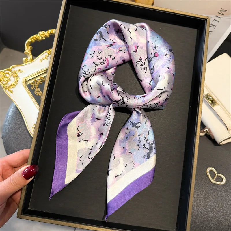 Bohemian Luxury Silk Square Scarf for Women Designer Print Shawl & Versatile Wrap