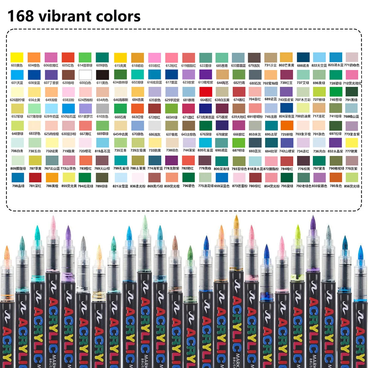 12-366 Colors Acrylic Set- Waterproof Art Brush Pens for Drawing