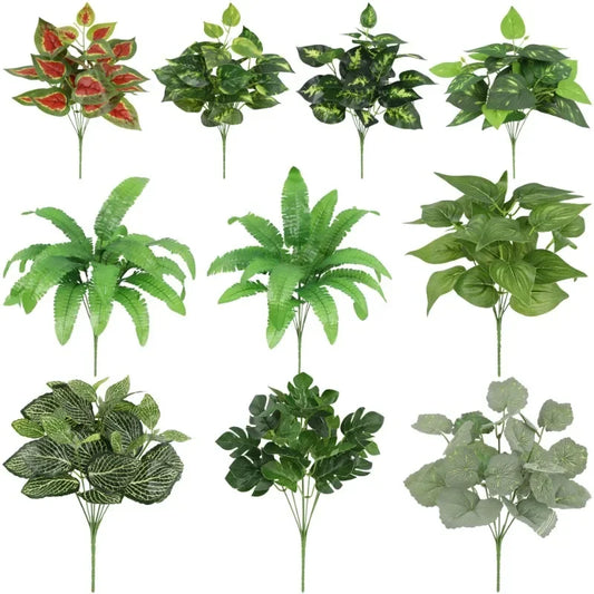 Artificial Silk Tortoiseshell Leaf Plant - Realistic Taro Dieffenbachia Fale Greenery for Home Decor
