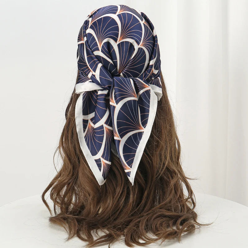 Luxury Print Satin Silk Square Scarf for Women Hijab Shawl & Elegant Wrap Accessory