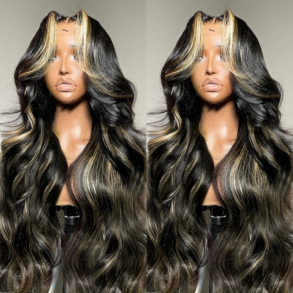 Body Wave Highlight Wig-13x4 Lace from Ombre Blonde Human Hair Wig
