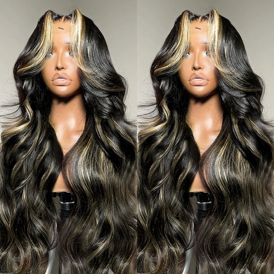 Body Wave Highlight Wig-13x4 Lace from Ombre Blonde Human Hair Wig