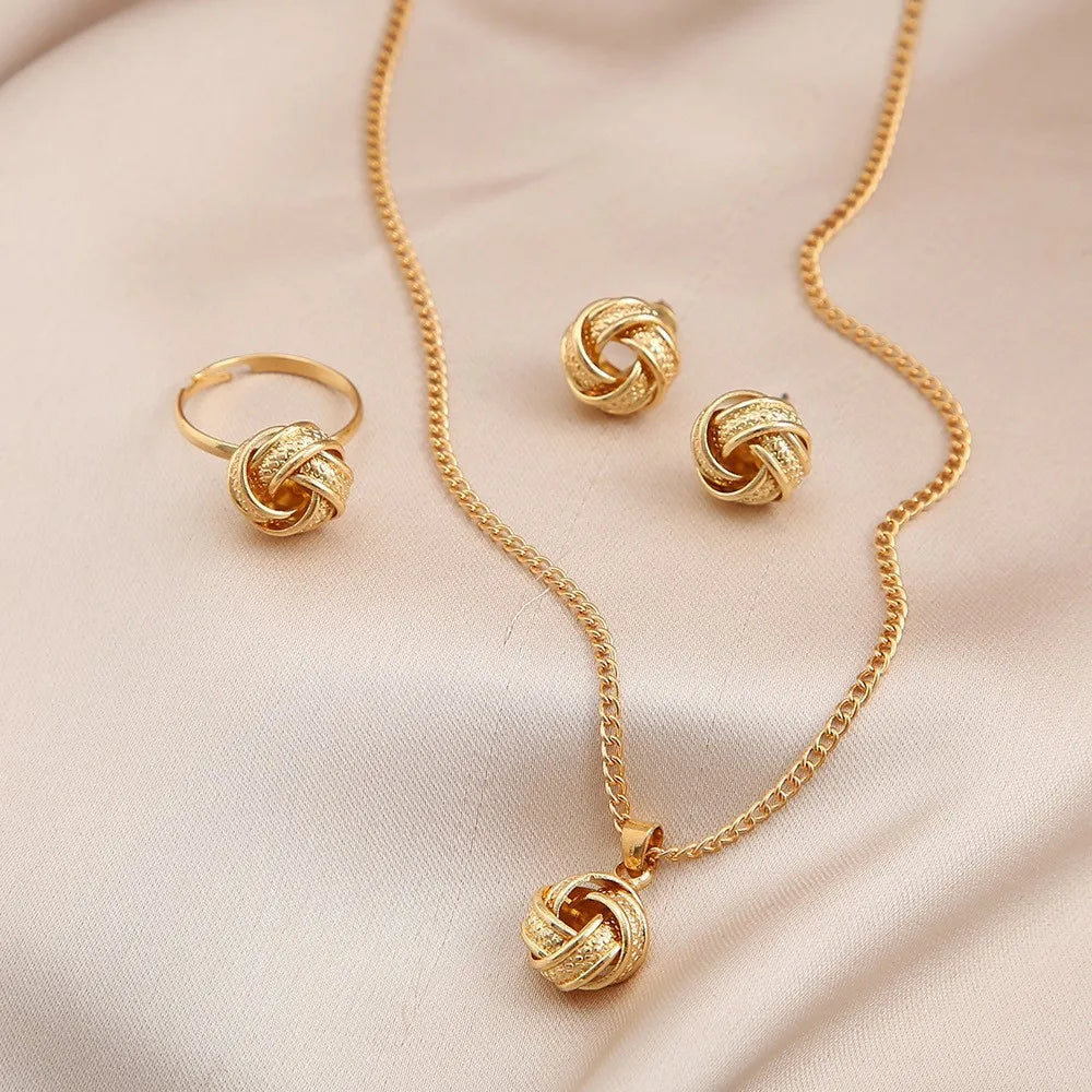 Pearl Pendant Necklace Set for Women - 3 Pcs Rhinestone Earring & Necklace Jewelry Gift Set