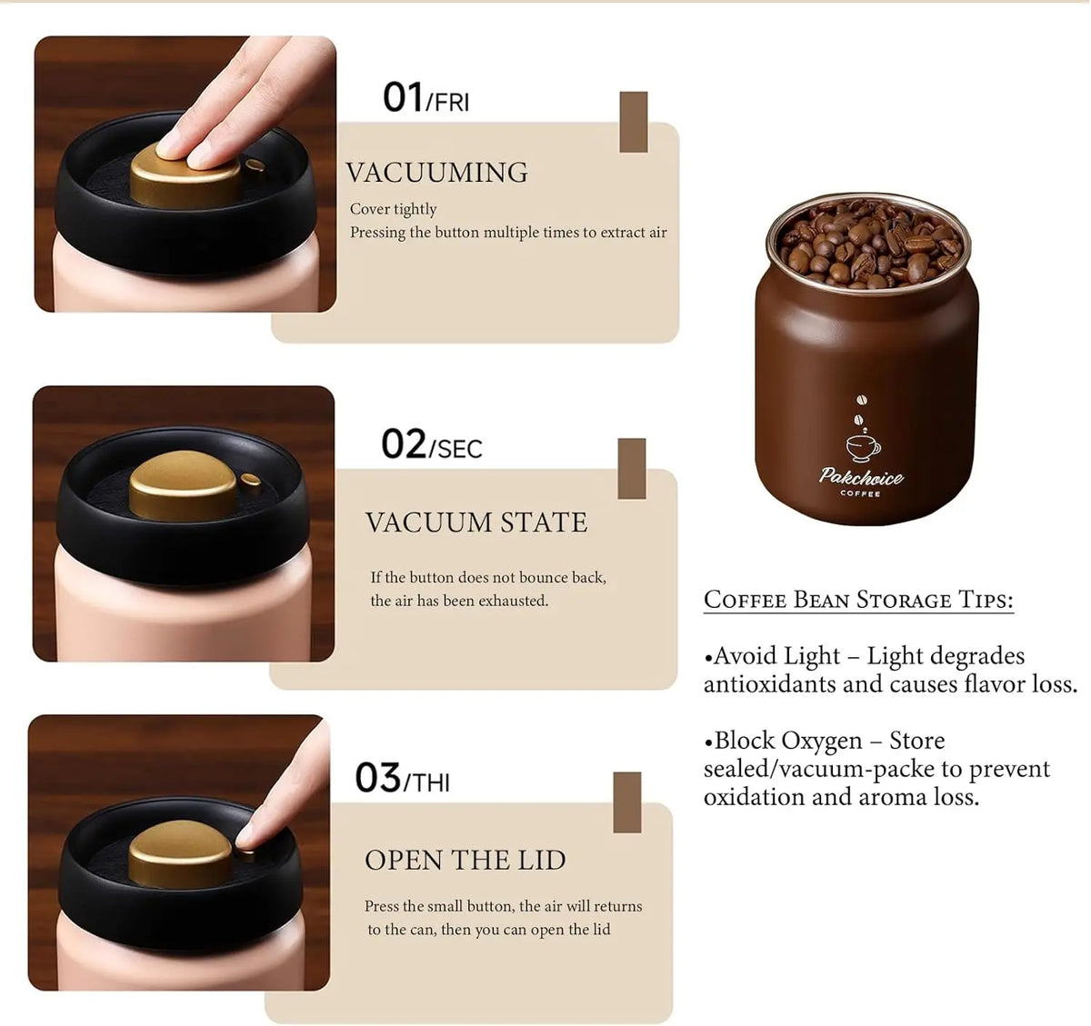 Stainless Steel Vacuum Coffee Storage Container