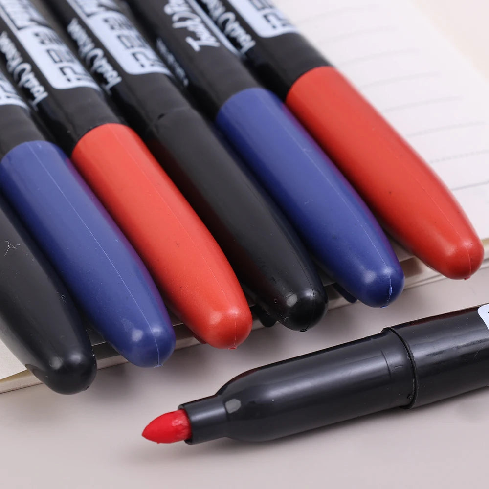 Permanent Maker Pen Set-Waterproof Drawing Markers in Black, Blue & Red