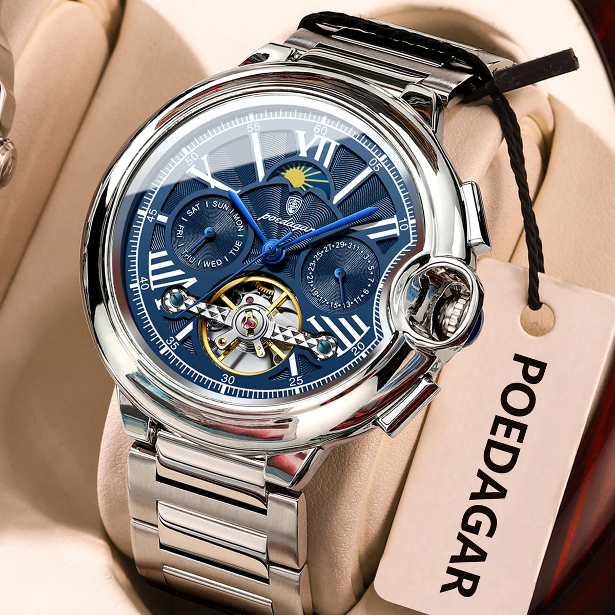 POEDAGAR 1413 Men's Automatic Watch with Day & Date Display