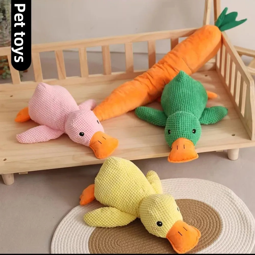 Claiming Duck Squeaky Plush Dog Toy- Soft Sleep Aid Companion Toy for Puppies & Dogs