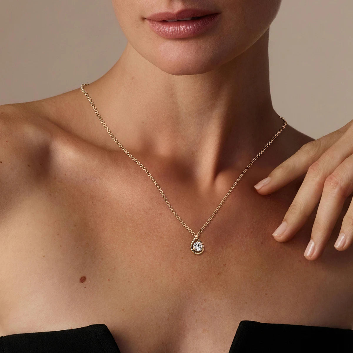 14K Gold Plated Pear Moissanite Solitaire Pendant Necklace Diamond Certificate Included
