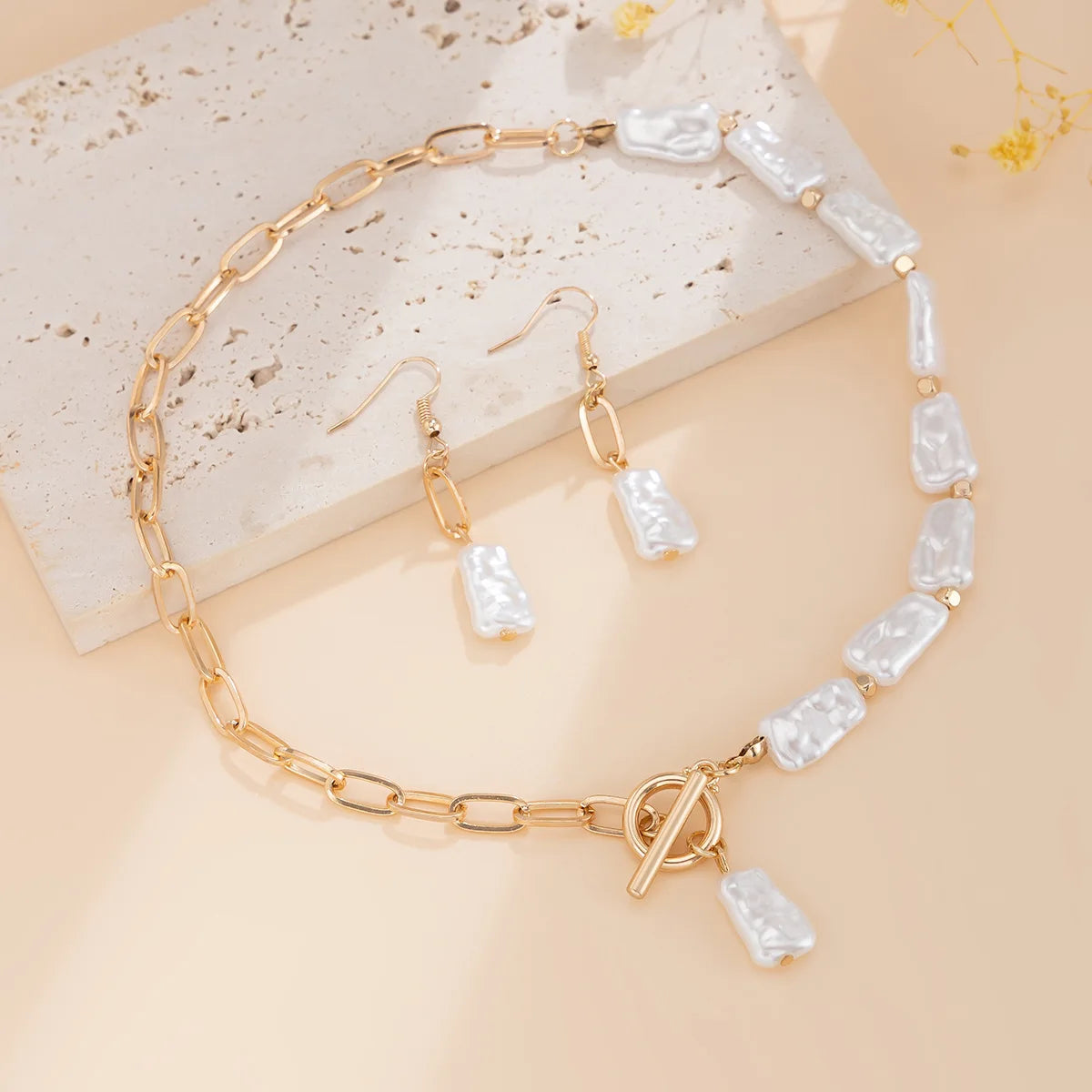 Boho Pearl Pendant Necklace Earring & Bracelet for Women