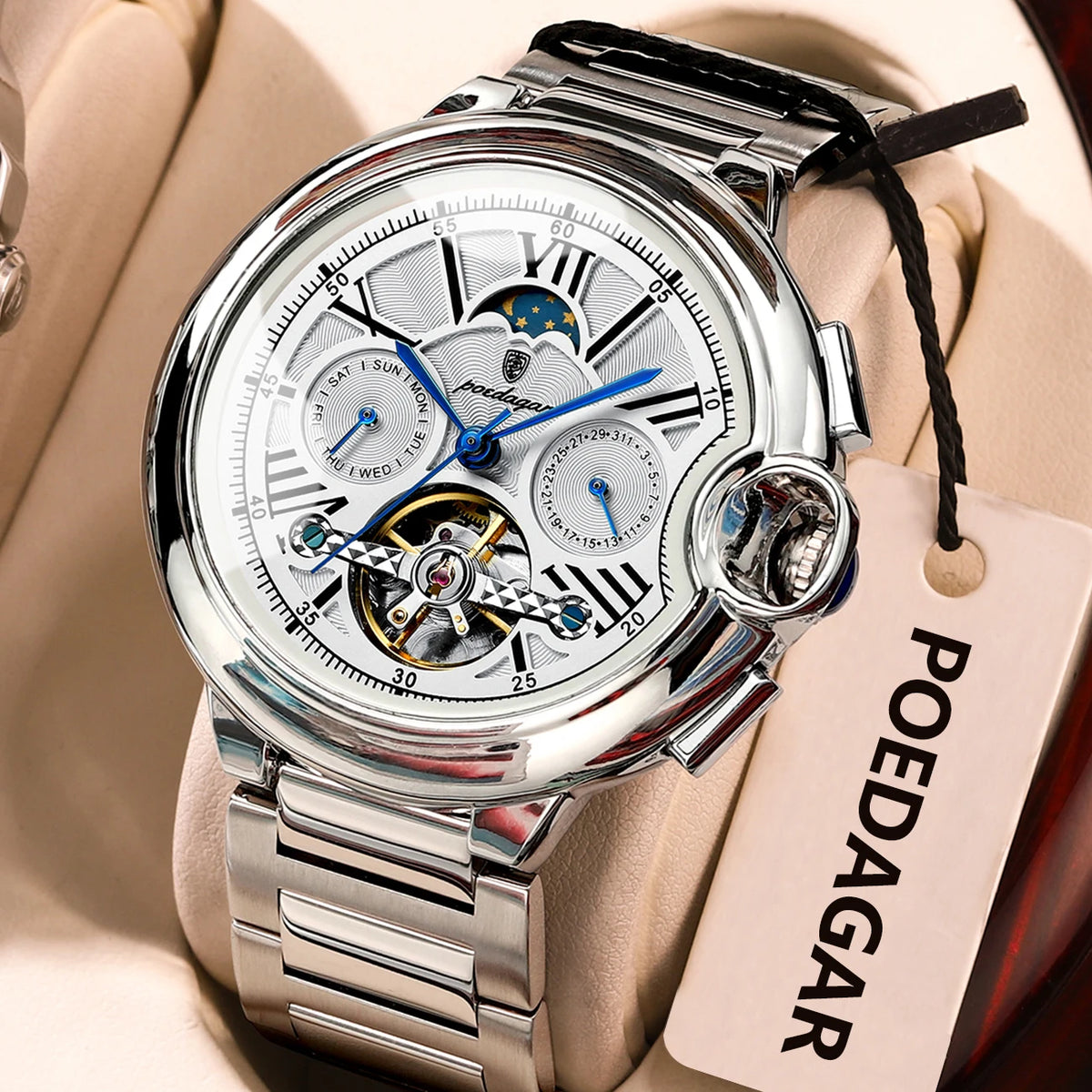 POEDAGAR 1413 Men's Automatic Watch with Day & Date Display