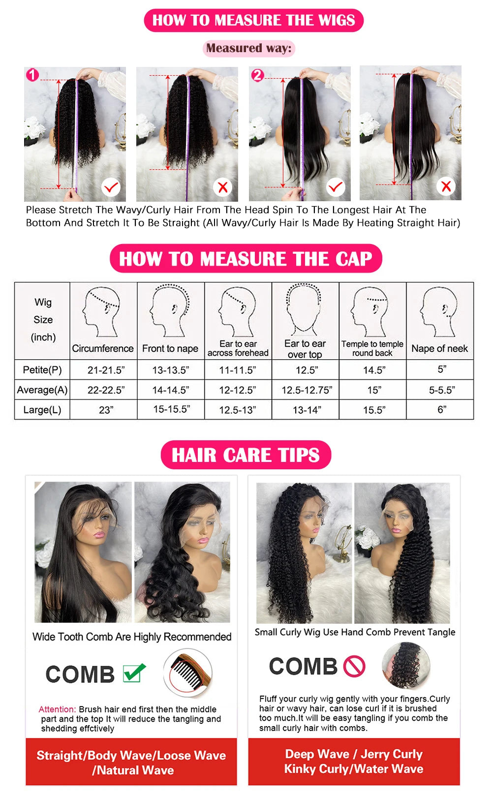 Deep Curly Lace Front Wig- 13x4 / 13x6 HD Lace Human Hair Wig for Women