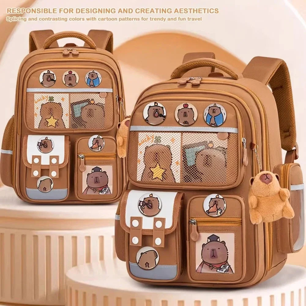Capybara School Bag -Waterproof Backpack for Kids & Students