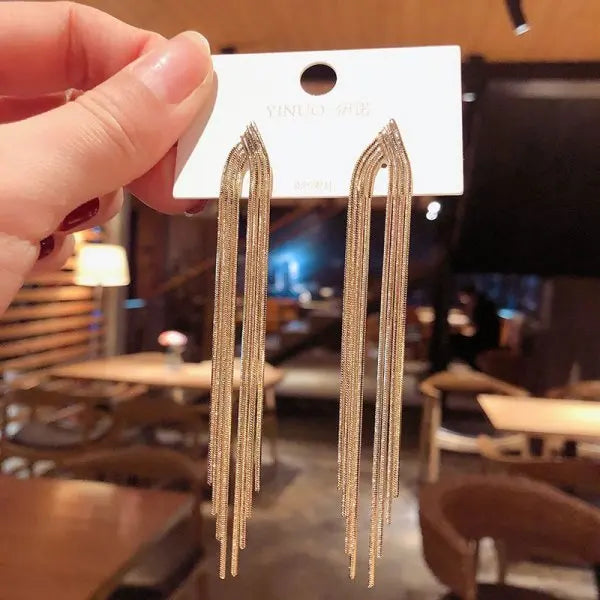 Rhinestone Tessel Drop Earrings