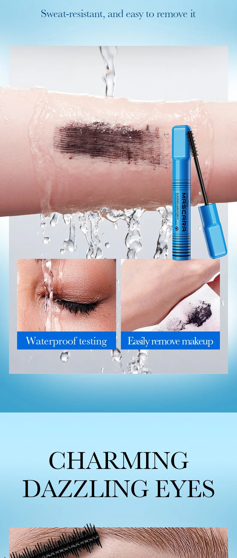 Waterproof Lengthening Mascara - Silk Fiber Formula for Volume & Length