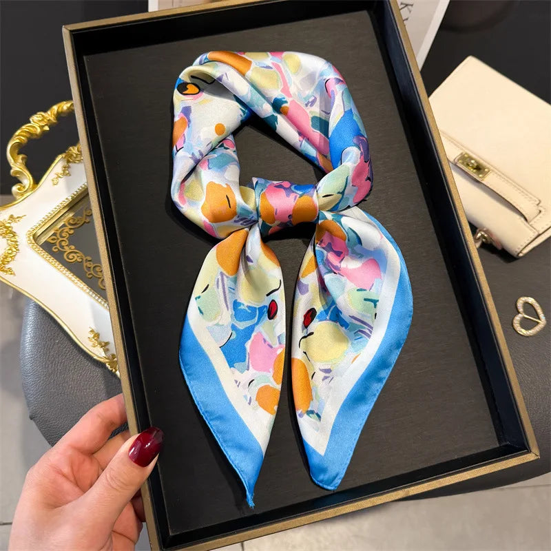 Bohemian Luxury Silk Square Scarf for Women Designer Print Shawl & Versatile Wrap