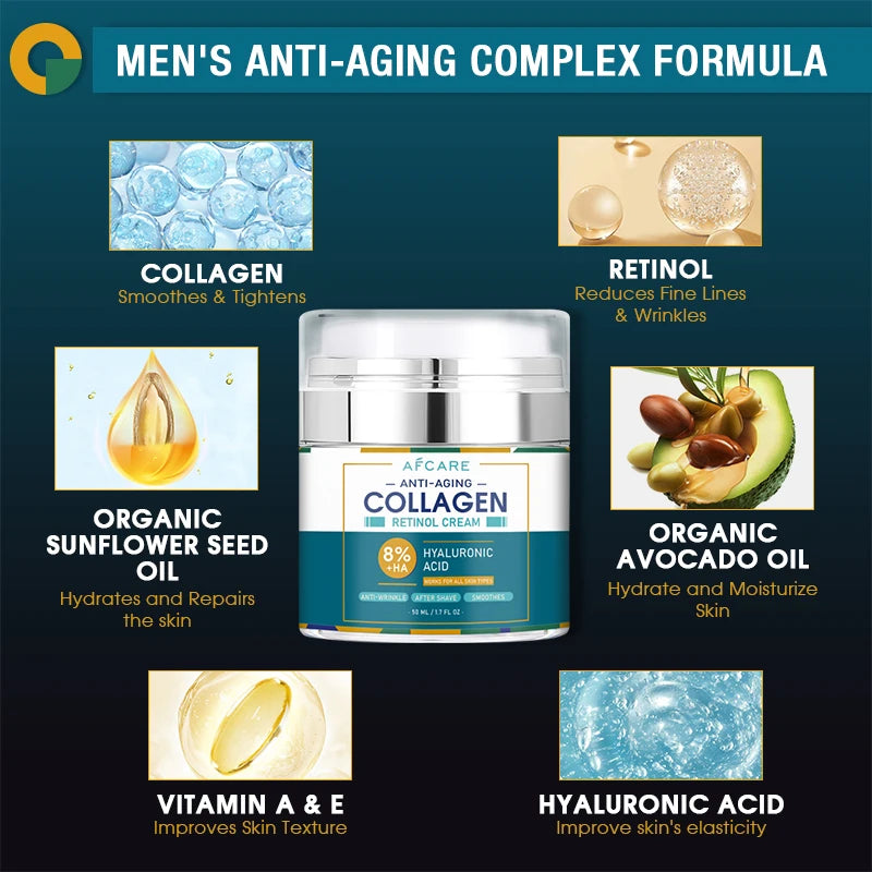 8% HA Collagen Wrinkle Remover Face Cream Anti-Aging Fade Fine Lines Firming Lifting Moisturizing Tighten Beauty Skin Care