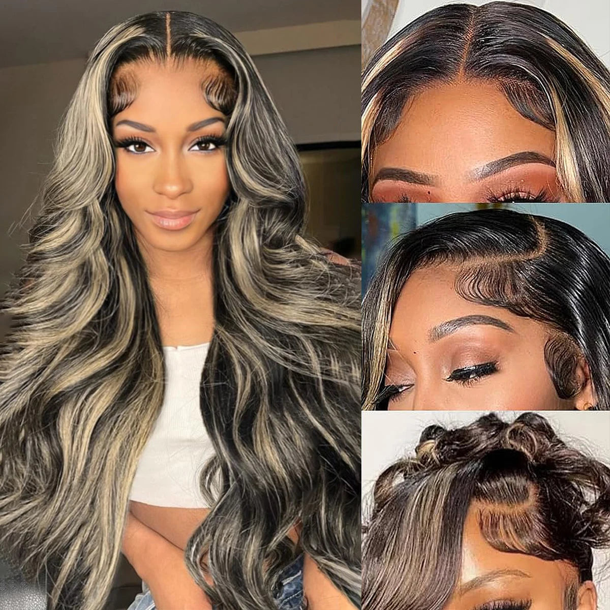 Body Wave Highlight Wig-13x4 Lace from Ombre Blonde Human Hair Wig