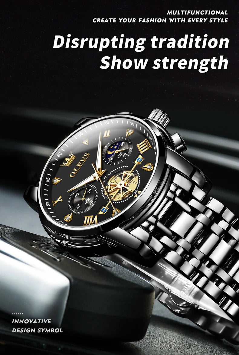 OLEVS Men's Classic Multifunctional Flywheel Automatic Watch -elegant & Precise