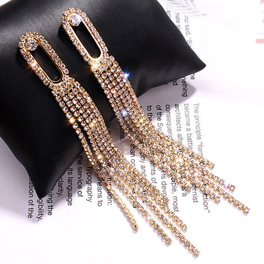 Rhinestone Tessel Drop Earrings