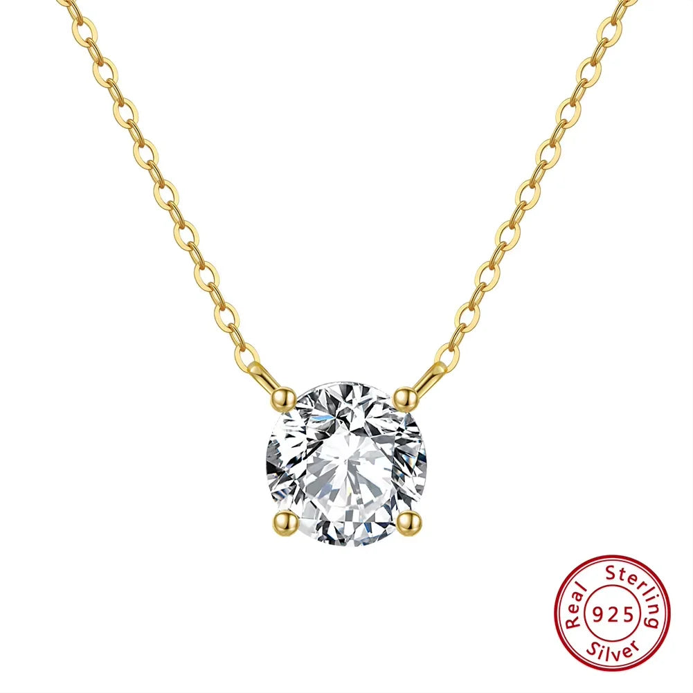 925 Sterling Silver Princess Cut Solitaire Necklace Cubic Zirconia Pendant