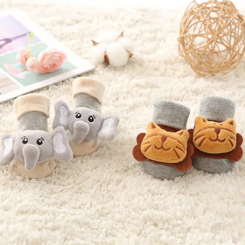 3D Cartoon Animal Baby with Bells - Non - Stop Cotton