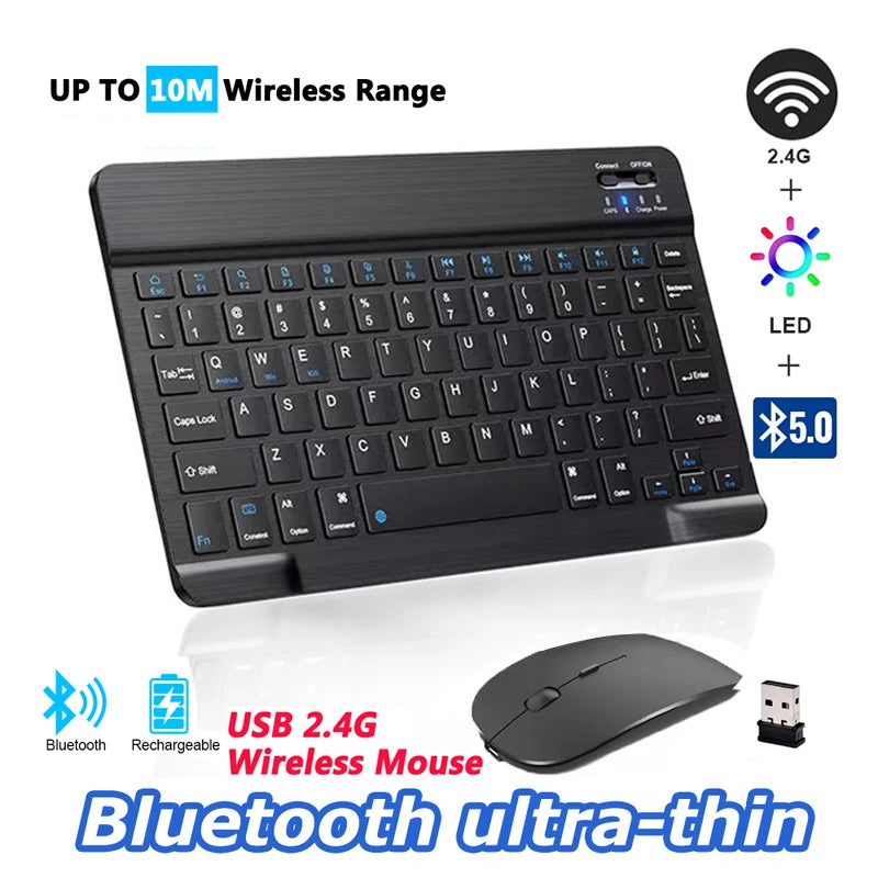 Wireless Bluetooth Keyboard & Mouse Combo- Rechargeable Set for MacBook, iPad, PC & Tablet