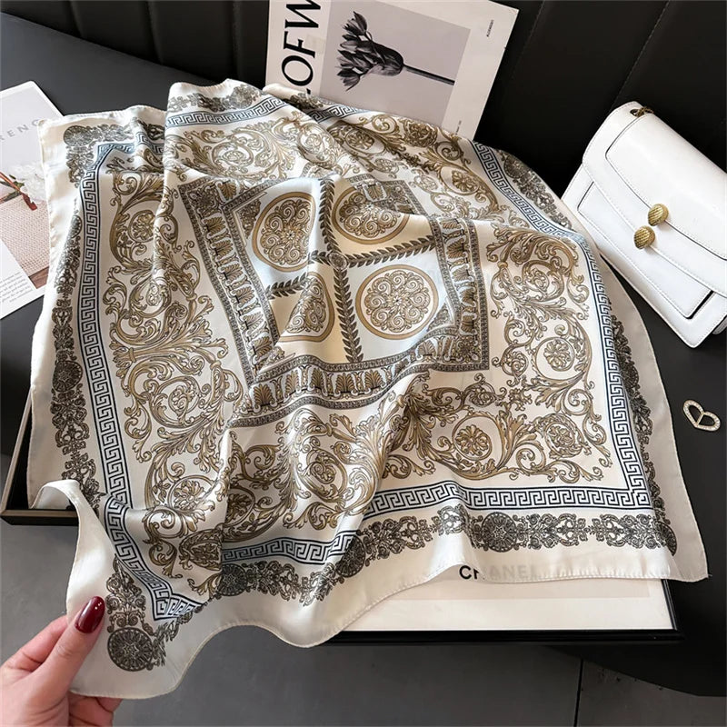 Luxury Silk Feeling Neckerchief for Women Designer Style Neck Wrap & Hair Accessory