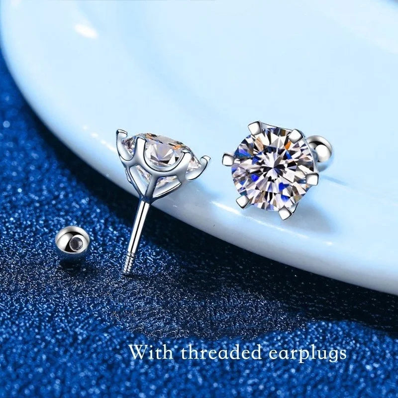 Moissanite Stud Earring - D Color 925 Sterling Silver for Women