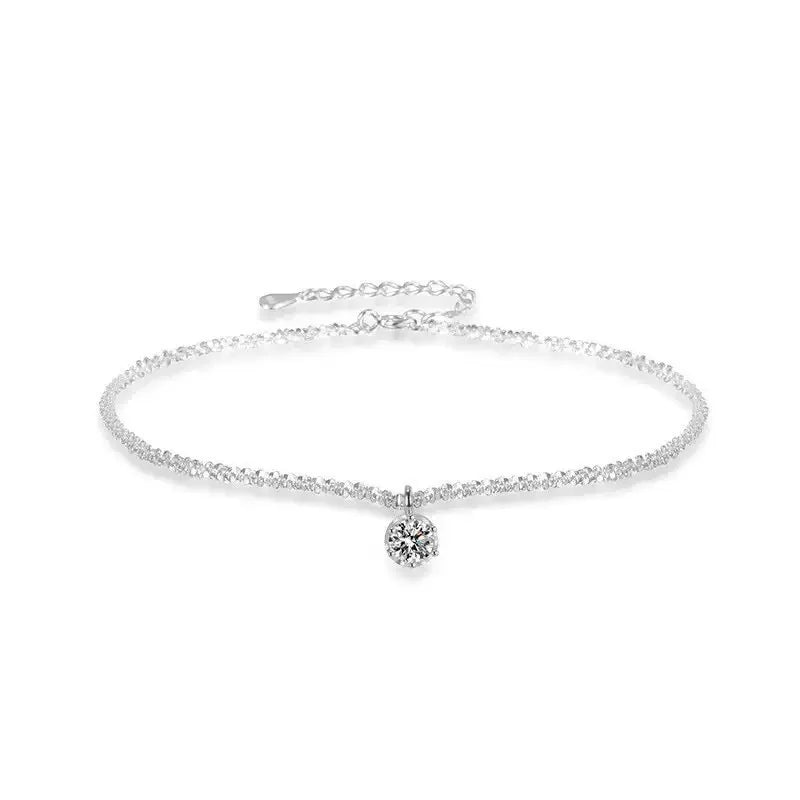 925 Sterling Silver Plated Zircon Clavicle Necklace for Women