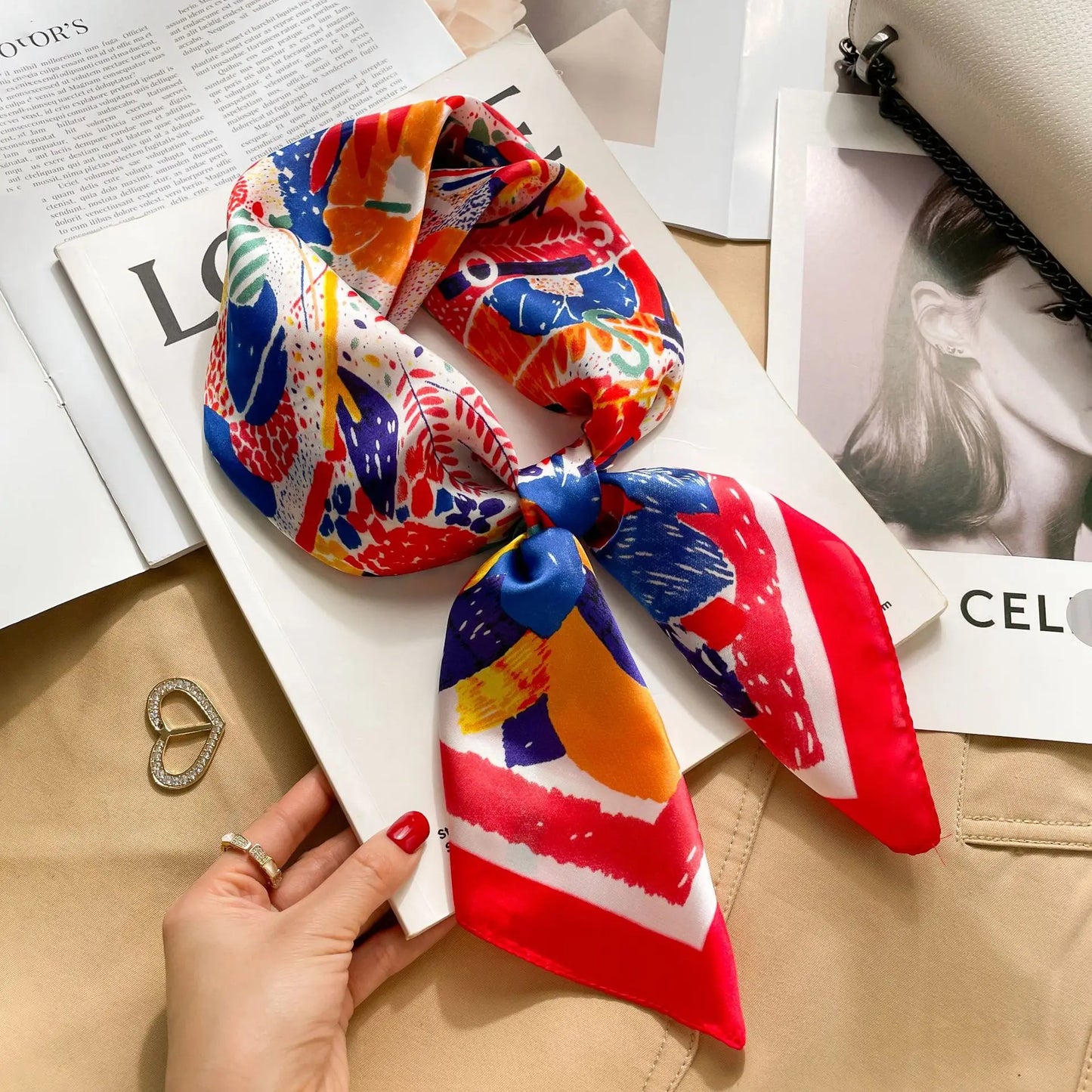 Luxury Silk Feeling Neckerchief for Women Designer Style Neck Wrap & Hair Accessory
