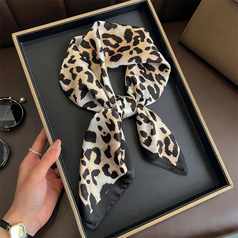 Luxury Print Satin Silk Square Scarf for Women Hijab Shawl & Elegant Wrap Accessory