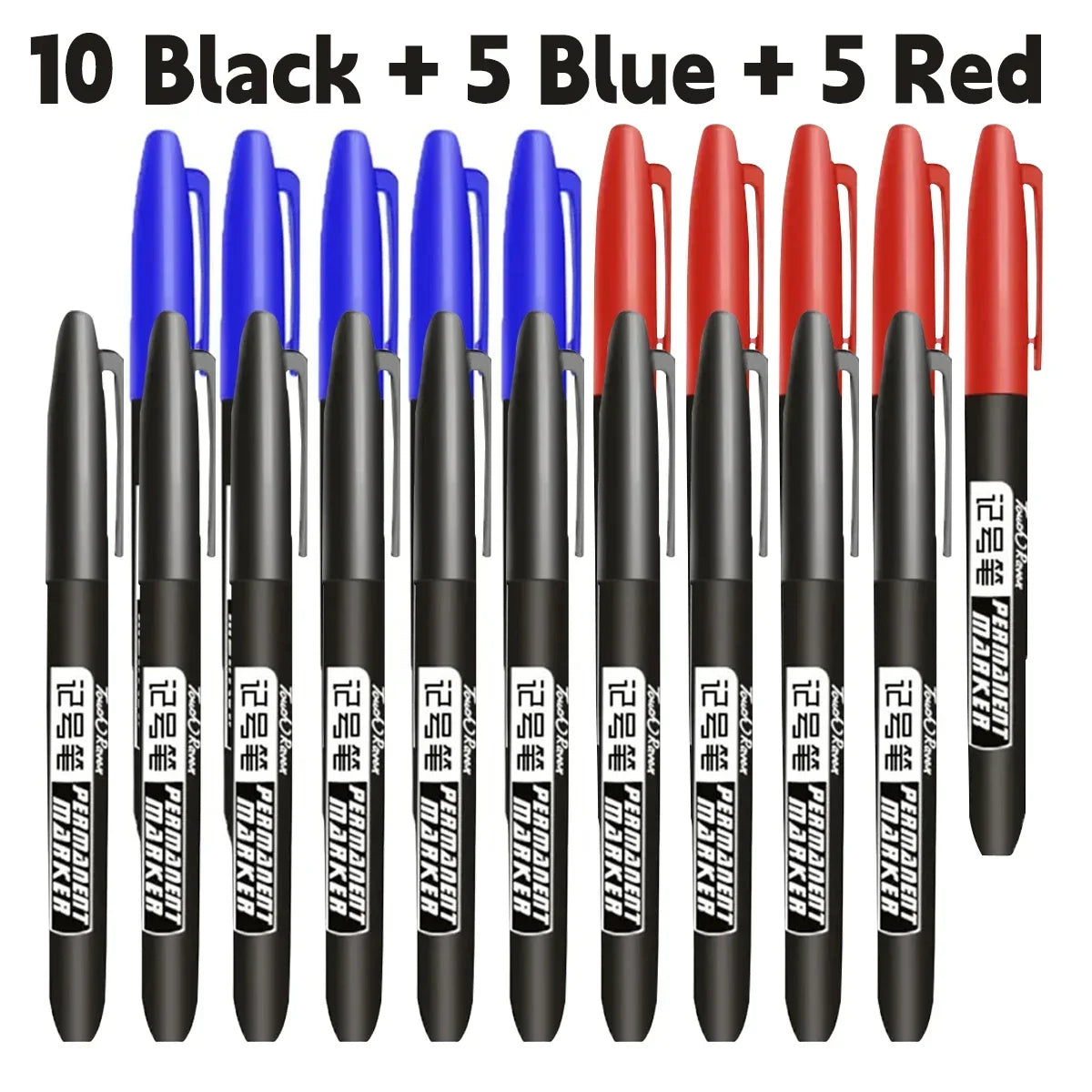 Permanent Maker Pen Set-Waterproof Drawing Markers in Black, Blue & Red