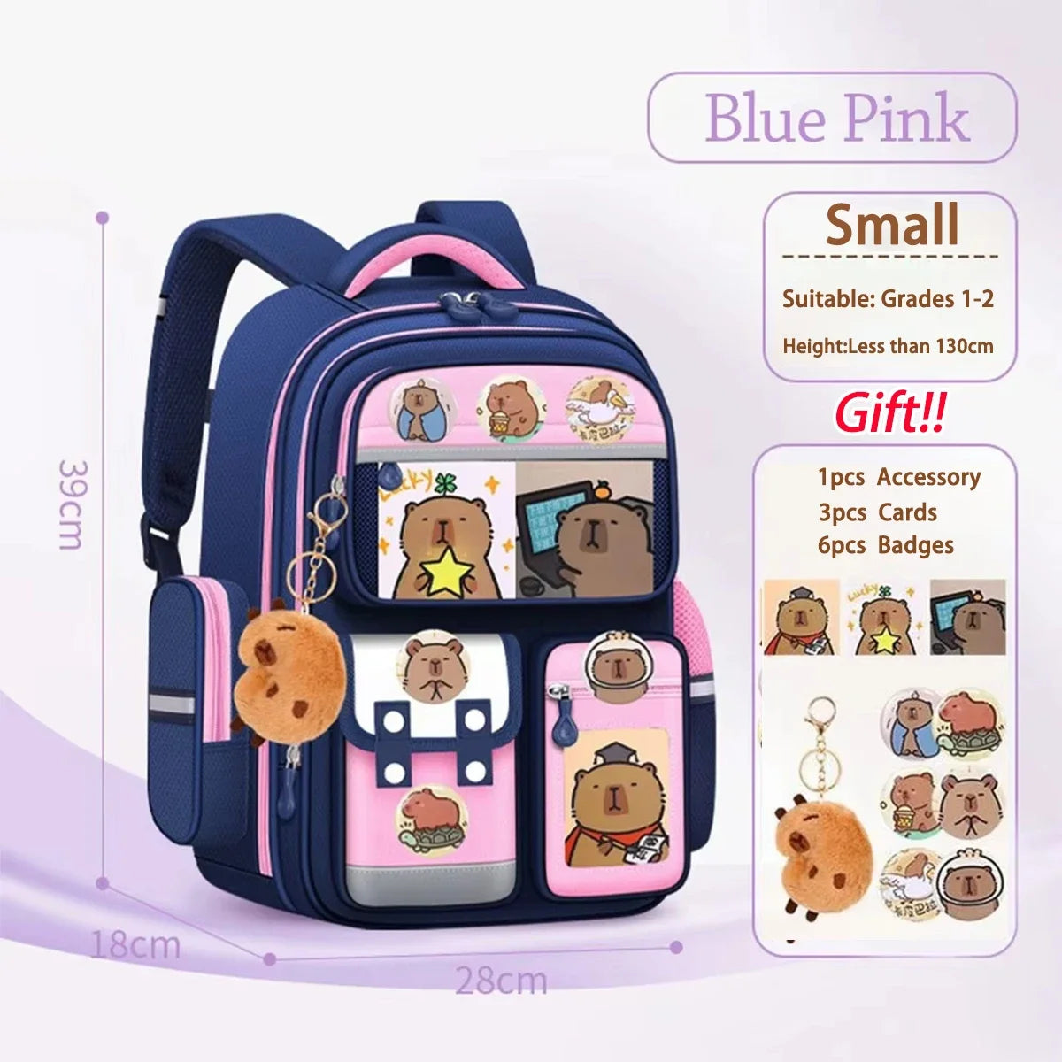 Capybara School Bag -Waterproof Backpack for Kids & Students