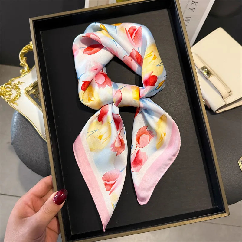 Bohemian Luxury Silk Square Scarf for Women Designer Print Shawl & Versatile Wrap