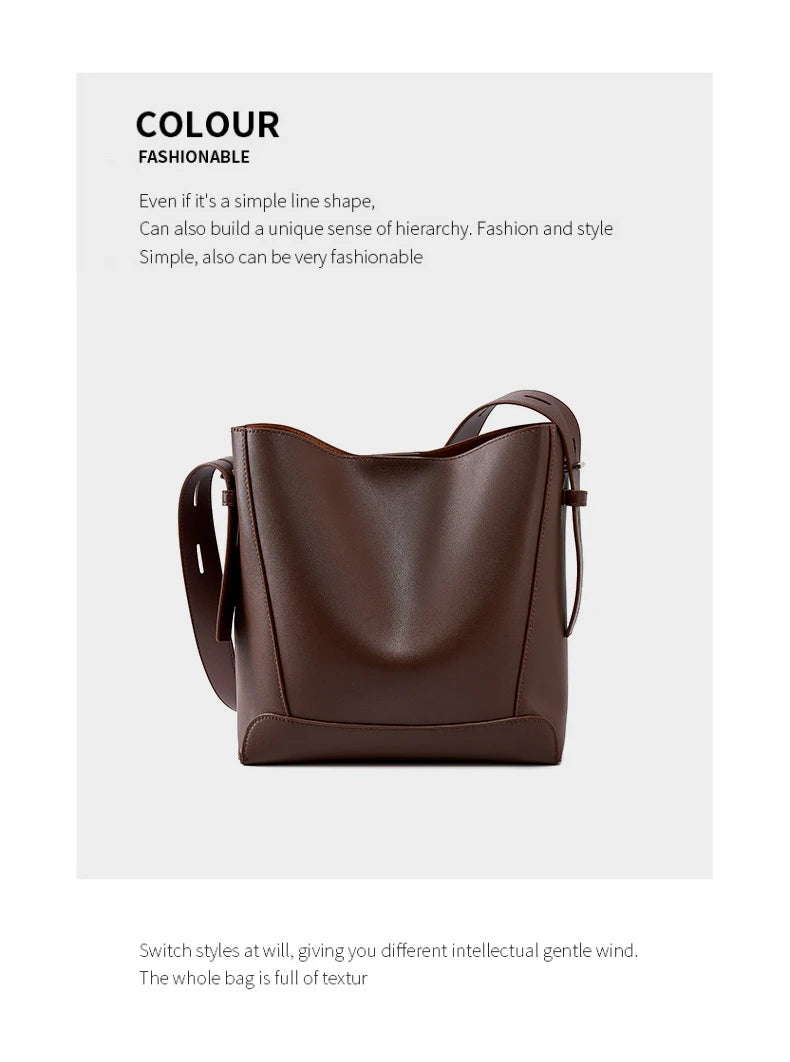 2025 Genuine Leather Buket Bag - Designer Crossbody Shoulder Bag for Women