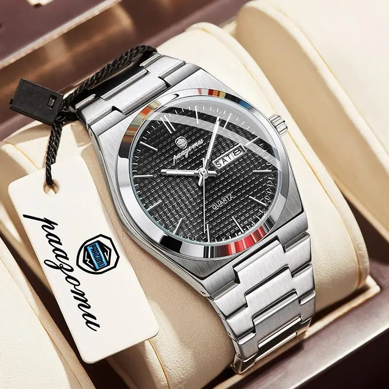 PAAZOMU Luxury Men's Chronograph Watch - Luminous, Waterproof, Dat Display