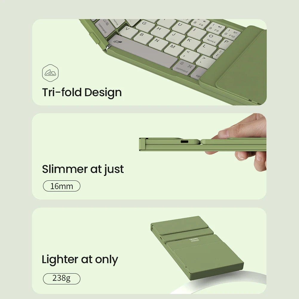 NILLKIN Foldable Bluetooth Keyboard with Touchpad - Rechargeable Wireless for iOS Android Windows