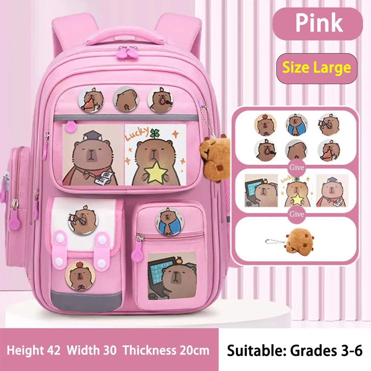 Capybara School Bag -Waterproof Backpack for Kids & Students