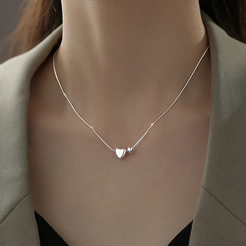 925 Sterling Silver Necklace Heart Pendant Love Adjustable Choker Elegant for Women Girl Jewelry Gift Dropshipping Wholesale