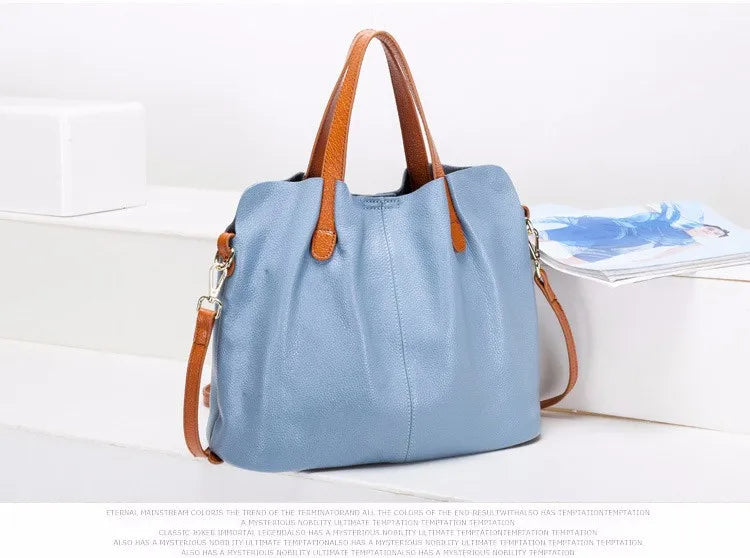 Genuine Leather Crossbody Tote Bag - Women's Shoulder Messenger Handbag